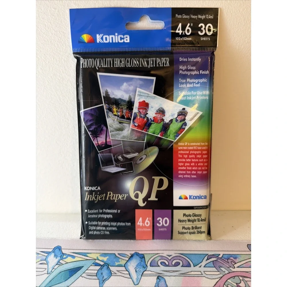 Konica QP Inkjet Photo Paper Photo Glossy 4x6 30 Sheets 10.4 mil QP30PCGH